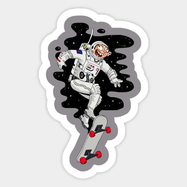 Puro Codiciado Loco Astronauta en Patineta Sticker by Crazycloth